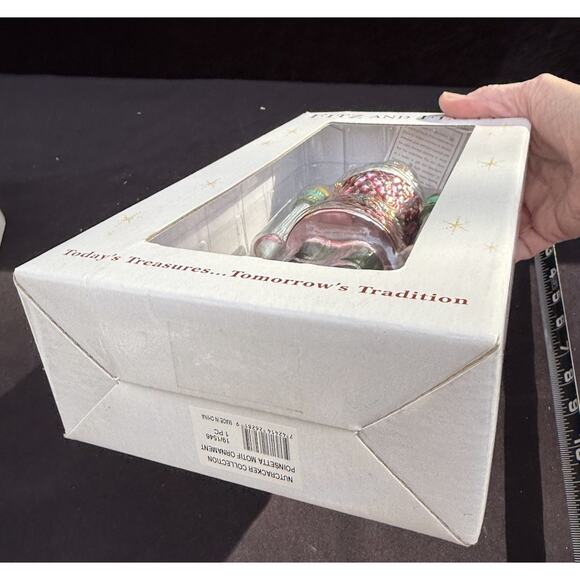 Fitz and Floyd Hand Painted Glass Nutcracker Poinsettia Motif Ornament New! - Picture 6 of 9